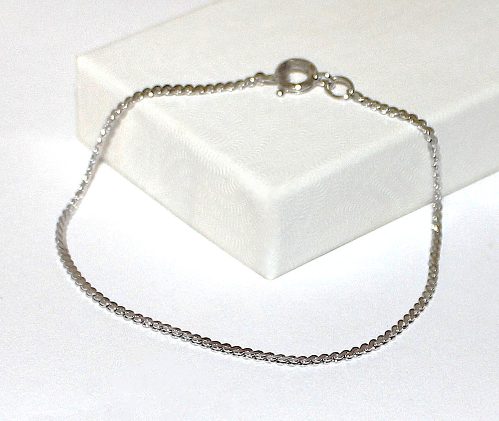 Vtg Sterling Silver 925 Serpentine Chain Link Bracelet 6.5″ (2g) 2mm Wide-Signed