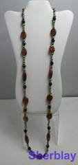 Vtg Costume Jewelry Glass Acrylic & Silver Tone Metal Beads Heavy Necklace 42″