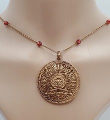 VTG 925 Ross Simons Necklace 32in Sterling Silver Vermeil 18g Asian Medallion