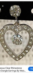 Vintage 1” Silver Tone Metal Heart Dangle Earrings