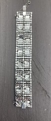 Vintage Hobe Rhinestone Wide Bracelet Silver Tone