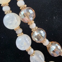 Womens Gold Tone Chain Two Strand Rhinestone Pendant Beaded Necklace Chic 22″