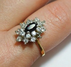Gorgeous Red White Cubic Zirconia Ruby size 8.5 Gold Plated Silver 925 Ring