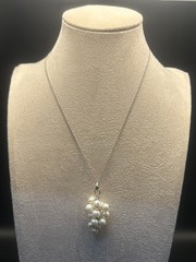 Vintage Japanese Genuine Freshwater Pearl Grape Cluster Pendant White Pearl 1.5″