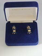 CAMROSE & KROSS JBK BLUE SWIRL ENAMELED CRYSTALS HOOP CLIP-ON EARRINGS☆COA☆NWT☆