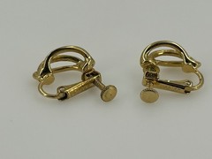 Napier Vintage Triple Hoop Clip On Earrings Gold Tone Approx 1/2″ Wide Screw