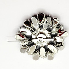 Possible D&E Juliana Green Smoky Navette Rhinestone Starburst Brooch Unsigned