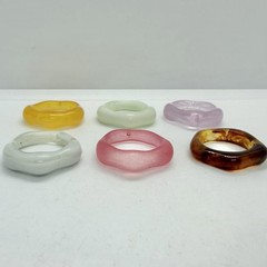 Vtg Asymmetrical Multicolor Acrylic Plastic Chunky Statement Ring Lot Size 6.5