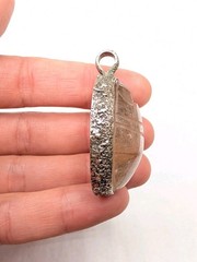 Sterling Silver Rutilated Quartz Carved Scarab Beetle Egyptian Revival Pendant