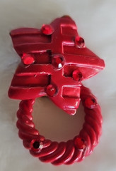 VTG Jeff Lieb Clip Earrings Red Star Rhinestone One Of A Kind Custom Handmade