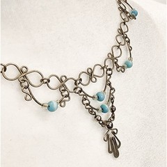 Y2K Edwardian Revival Choker Blue Cat’s Eye Beads – Vintage Regencycore Necklace