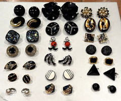 CELEBRITY BLACK GOLD SILVER RHINESTONE ENAMEL POST CLIP ON EARRINGS MCM LOT 20