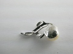 Vintage Sterling Silver Genuine Pearl Textured Setting Pendant 925 1g .75 Inch