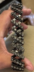 Vintage Black Tone Gray Tone Rhinestone Bracelet Expandable