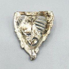 Art Deco Red Art Glass Crystal Accent Pot Metal Silver Tone Dress Clip Brooch