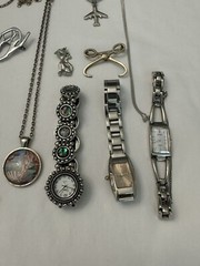 110 Pc Silver Tone Costume Jewelry Lot, All Wearable, Vintage to Modern
