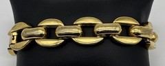 Vintage 1980s Bracelet Chunky Bold Chic Geometric Gold-Tone Metal Links Unsigned