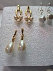 Vintage Pierced Faux Pearl Earrings Collection Of Four Pair