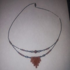 Vtg Southwest Silver Beads W Goldstone Fringe Design Necklace And Bracelet Set