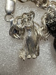 Unique Cat Charms Sterling Silver And Black Cat Italian Double Curb 925 Bracelet
