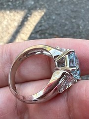 VINTAGE 14K WHITE GOLD AQUAMARINE RING ENGAGEMENT ANNIVERSARY HEAVY CHUNKY