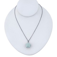 Vintage Sterling Silver 925 Blue Star Reversable Pendant Necklace 16″-18″