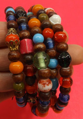 Vintage Spiral Wrap Bracelet with Multiple Colors Wood Glass Metal Plastic Beads