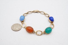 Vintage Gold Plated Sterling Silver 925 Carnelian Bracelet 7.5″