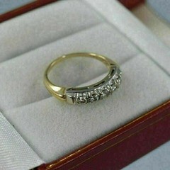 2Ct Antique Art Deco Round Lab-Created Diamond Band Ring 14K Yellow Gold Finish