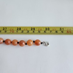 Peach Marbled Bead Necklace Statement Graduated Strand 30”