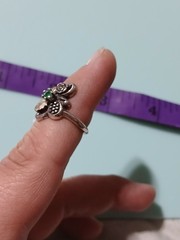 Vintage Wheeler Black Hills Leaf /flower/green Gem/Sterling Silver Ring 6.5