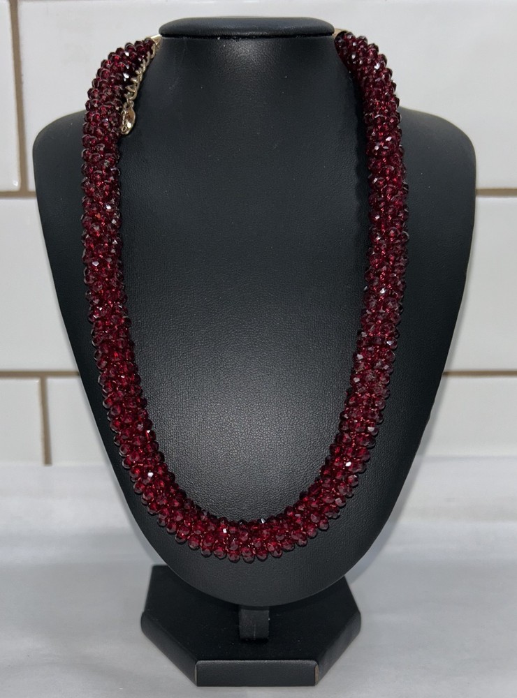 vintage ALDO almandine red cluster bead choker necklace