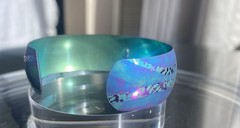STUNNING HOLLY YASHI CUFF BRACELET, FACETED AMETHYST GEMSTONE ACCENT EX. COND