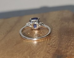 Vintage 14k White Gold Engagement Ring 2.70ct.Natural Blue Sapphire Cushion GIA