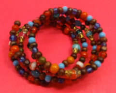 Vintage Spiral Wrap Bracelet with Multiple Colors Wood Glass Metal Plastic Beads