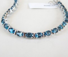 New Sterling Silver 925 Natural Heated London Blue Topaz Tennis Bracelet Fits 7″
