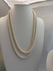 Vintage Pearl Rope Necklace Woven Torsade Cluster Retro Long Bridal Evening