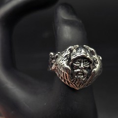 Viking Odin Wolf Ring Silver Tone Size 10.75