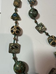 Turquoise Necklace W/ Glass Stone Shell Ceramic Faceted Beads 16”
