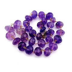 Huge Faceted Amethyst Beads Gold Filled Necklace Artist Signed OOAK 20 Inches