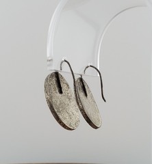 VTG 925 Mexico Oval Oxidized Gray 1in Earrings Sterling Silver 13g Rustic Estate