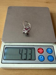 VINTAGE 14K WHITE GOLD RUBIES DIAMONDS CLUSTER SPRAY COCKTAIL RING STATEMENT