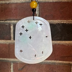 Grade A Burma Jadeite White and Green Chinese Unicorn 麒麟 Pendant Certified