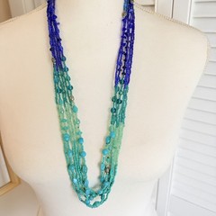 Vintage Necklace Lot Blue Glass Beads and other Materials 7 Necklaces