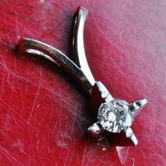14k white gold pendant 0.20ct FVVS natural diamond solitaire charm handmade 0.7g