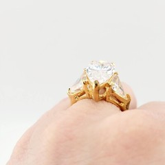 Vtg Sz 7 Ring ESPO Lg Pear Triangle Cubic Zirconia 14KTGE Jewelry Esposito Glam
