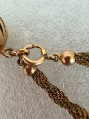 Vintage 12K Gold Filled Mesh Cord Bracelet Orb Cage Pendant F.C. Co.