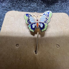Art Nouveau or Art Deco influenced cloisonné or champlevé-style butterfly pin