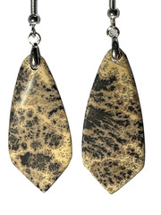 Natural Dendritic Fern Agate French Wire Flat Pull Drop Earrings lightweight