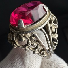 Vintage Ring Silver 875 Soviet Era Ruby size 6.5